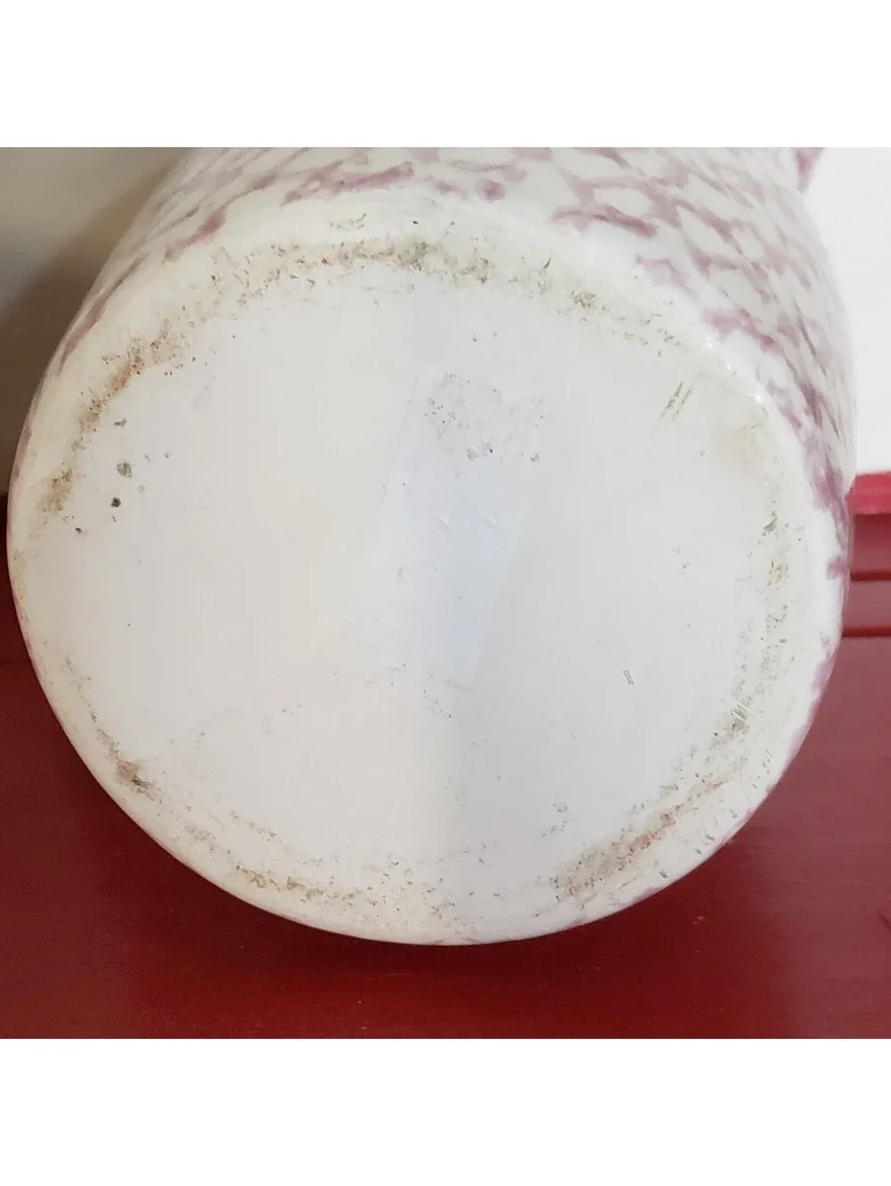 Vintage Pink Spongeware Pitcher Ceramic Milk Jug Juice Farmhouse Cottage